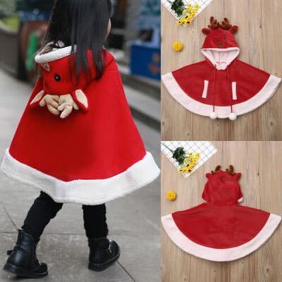 

Kids Baby Girls Cloak Reindeer Coat Cape Toddler Hooded Jacket Xmas Outwear Tops