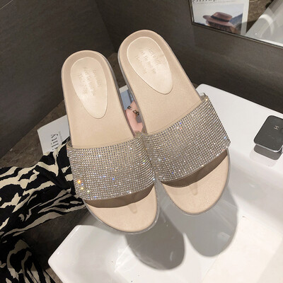 

Sandals&slippers female summer wear fashion Korean version of thick bottom tide slippers female Joker rhinestone drag