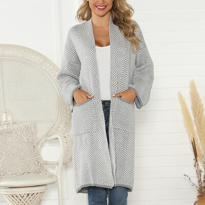 

〖Follure〗Women Casual Pockets long Sleeve Knitted Sweater Long Loose Cover Up Cardigan