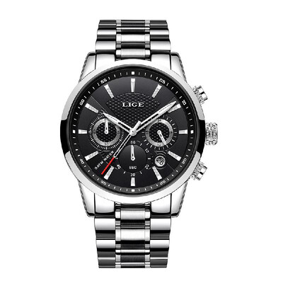 

LIGE 9866 Men Watch Quartz Business Simple Wristwatch Stainless Steel Strap 3ATM Waterproof Fashion Casual Male Watches Relogio Ma
