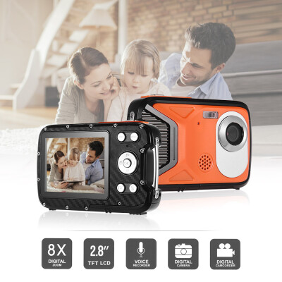 

1080P FHD Digital Camera 8 Mega Pixels CMOS 28 Inch LCD Display 8X Zoom 5M Waterproof Anti-shake Face Detect With Rechargeable Li