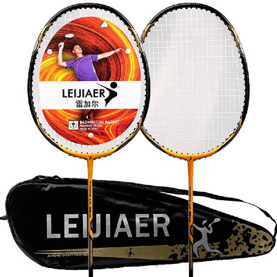 

LEIJIAER 2pcs Badminton Racket competition Plume 2 Player Badminton Bat Replacement Set Ultra Light Carbon Fiber Badminton Racquet
