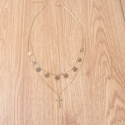 

New jewelry Cute Cross necklace ladies multi-layer necklace sequined multi-layer pendant necklace 2019