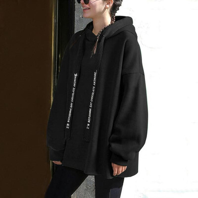 

Women Plus Size Hoodie Drawstring Letter Print Long Sleeve Fleece Warm Winter Oversized Casual Sweatshirt