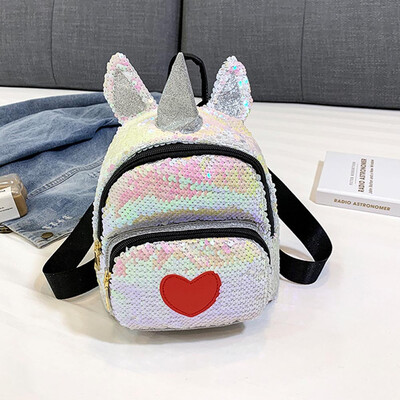 

2019Fashion Mini Unicorn Bag Personality Sequins Shoulder Laser Bag Student Travel Leisure Backpack