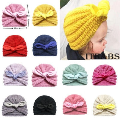 

Hot New Cute Baby Girls Boys Bow Turban Hat Toddler Kids Head Wrap Headband Wool Cap