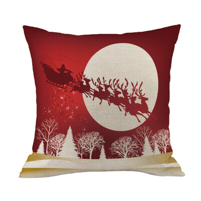 

Tailored Happy Christmas Pillow Cases Linen Sofa Cushion Cover Home Decor Pillow Core