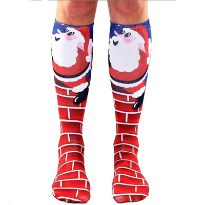 

New Fashion Women Long Socks Snowflake Mermaid Deer Santa Claus Print Christmas Socks