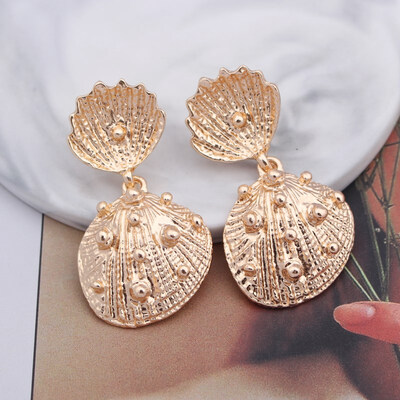 

Boho Styles Shell Conch Leaf Starfish Drop Earrings for Women Gold Color Geometric Metal Statement Brincos Fashion Party Jewelry