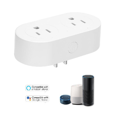 

Smart Plug 2 in 1 WIFI Mini Smart Outlet Sockets Set Schedule Remote Control from AnywhereVoice Control Compatible with Amazon Al