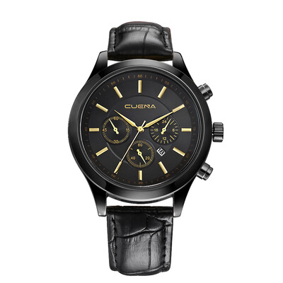 

Gobestart Mens Leather Military Alloy Analog Quartz Wrist Watch Business Date Watches