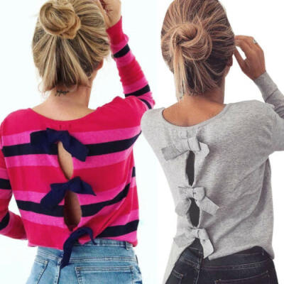 

Womens Loose Tops Long Sleeve Pullover Casual Blouse Shirt Ladies T-shirt -XL