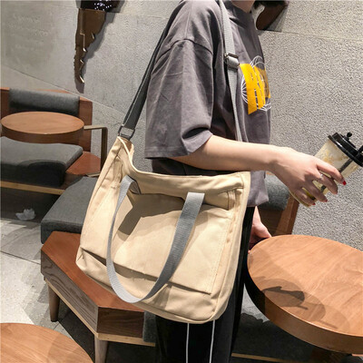 

Ins canvas bags Korean version lazy wind students single shoulder bags handbag Baitie Literature&Art Fan oblique Bag