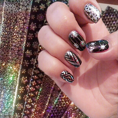 

Toponeto 16PCS Design Nail Art Foil Stickers Transfer Decal Tips 420CM Manicure Decor