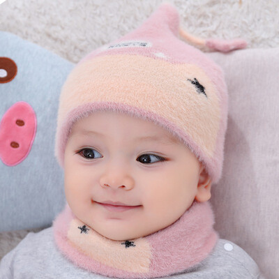 

2pcs Infant Star Design Cute Beanies Kids Winter Baby Hat Scarf Set Girls Boys Warm Caps Children Bonnet Photograph Props