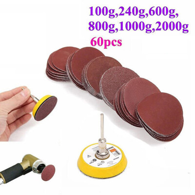 

60x Sanding Disc Sandpaper Hook Loop 1000-2000Grit Drill Adapter Backer Pad