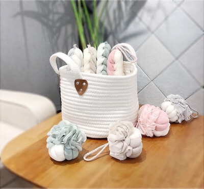 

Cotton Rope Storage Baskets with Yarn Handles Set of 4 Toy Organizer Nursery Decor Gift Baskets