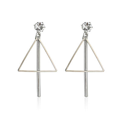 

EK2071 Minimalist Crystal Triangle Round Drop Earrings Female Long Geometric Hollow Metal Dangle Earrings for Women Gift