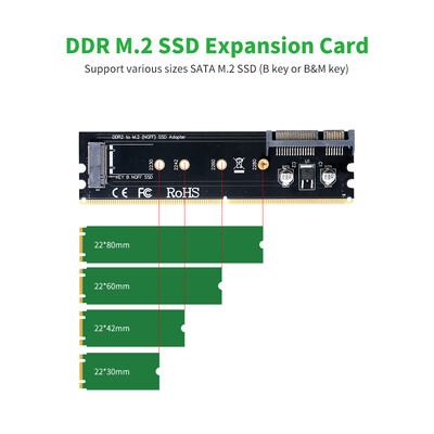 

DDR to M2 Hard Disk Adapter Card SATA to M2 NGFF B-key 2230224222602280 SSD Adapter DDR4 Memory Slot SSD Expansion Card