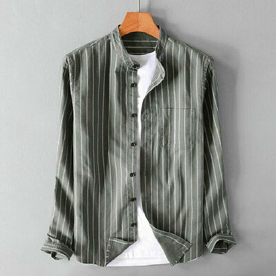 

Men Cotton&Linen Button Down Shirt Long Sleeve Dress Shirt Casual Shirt Top