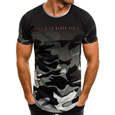 

Men Camo Short Sleeve Slim Fitness Muscle Tee Shirt Casual T-shirt Tops Blouse