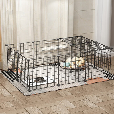 

Gobestart Metal Pet Playpen Dog Kennel Pets Fence Exercise Cage 16 Panels