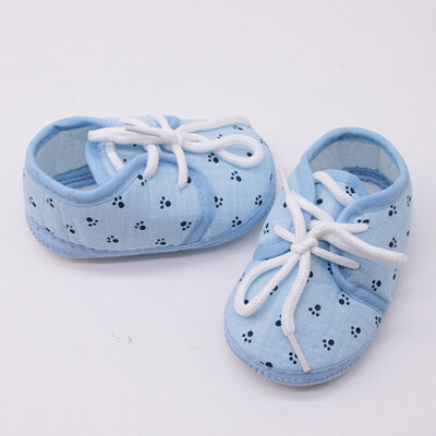 

Toddler Baby Girl Footprint Printing Lace up Crib Shoes Casual Non-slip Baby Shoes