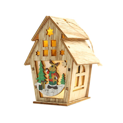 

Gobestart Wood House Cute Christmas Tree Hanging Ornaments Holiday Decoration