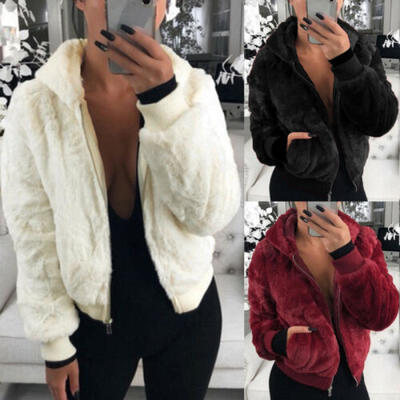 

Women Ladies Fluffy Cropped Coat Jackets Faux Fur Winter Warm Plush Outerwear