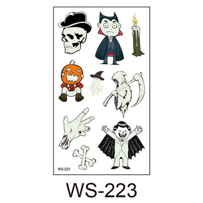 

New Style Cute Funny Halloween Cartoon Luminous Eco-friendly Tattoo Waterproof Safety Sticker