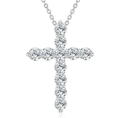 

Women Fashion Shiny Zircon The Cross Pendant Long Necklace Link Chain Jewelry