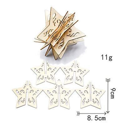 

5PCS Wood Slices Splicing DIY 3D Christmas Pendants With Hang String For Xmas Tree Or Home Indoor Decorations Produtos Natalinos