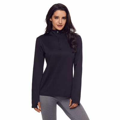 

Solid color V-neck zipper long-sleeved yoga sports leisure Sweatshirt