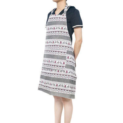 

Nordic Style Linen Apron Christmas Tree Deer Printing Brief Adult Kitchen Baking Cooking Accessories Bib Aprons