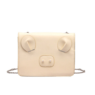 

Faux Pearl Pig Nose Fashion Lady Faux Leather Flap Square Crossbody Shoulder Bag