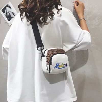 

Ins super fire small bag female 2019 new Korean fashion letter shoulder mini bag summer canvas messenger bag