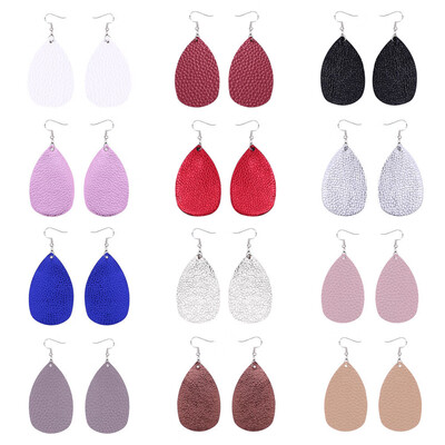 

12 Pairs Teardrop Leather Earrings Petal Drop Earrings Antique Lightweight Leather Earrings for Women Girls