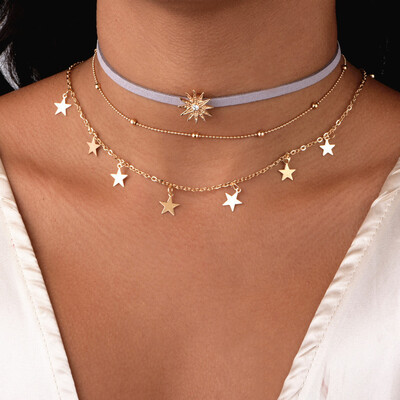 

Europe&the United States cross-border jewelry new personality wild double-layer items fashion simple heart cross pendant necklace