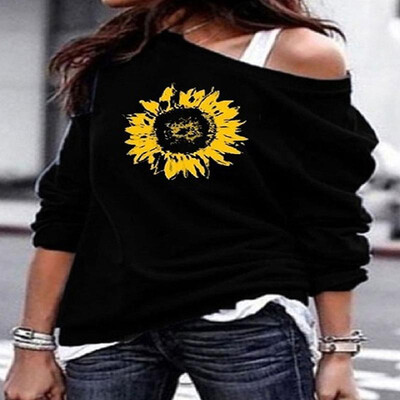 

Solid Sunflower Printed Long Sleeves Top
