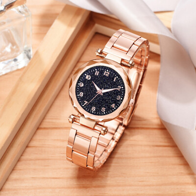 

RM Simple Fashion Cool Flat Bump Starry Sky Dial Ladies Steel Belt Quartz Watch