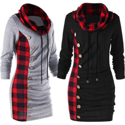 

Women Winter Long Sleeve Turtle Neck Jumper Sweater Sweatshirt Dress Casual Top