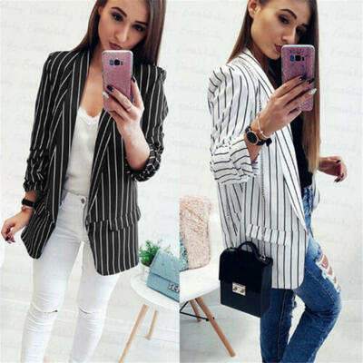 

Fashion Casual Slim Solid Suit Blazer Coat Jacket Outwear Women Black Color