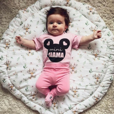 

US Newborn Kids Baby Girl Short Sleeve Tops Romper Leggings 2Pcs Outfits Clothes