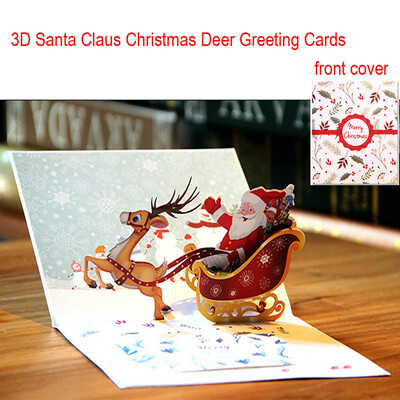 

Tailored 3D Pop Up Card Santa Claus Christmas Deer Holiday Merry Christmas Greeting Cards