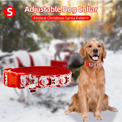 

Adjustable Dog Collar Festival Christmas Santa Pattern Pet Gift Collar for Dogs Cats