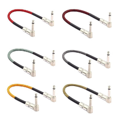 

6 Colors Pack Guitar Effect Pedal Cable Instrument Patch Cord 14 Inch 635mm Silver Right Angle TS Plugs Braided Fabric Jacket