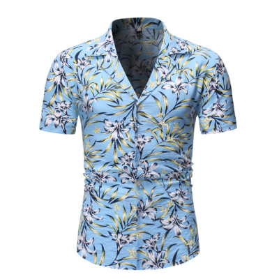 

Tailored Fashion Mens Casual Button Hawaii Print Beach Short Sleeve Quick Dry Top Blouse