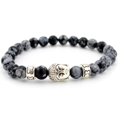 

New Mens Handmade Elastic Band Nylon Wirstband String Buddha Head Beaded Bracelets & Bangles Jewelry Accessories for Male