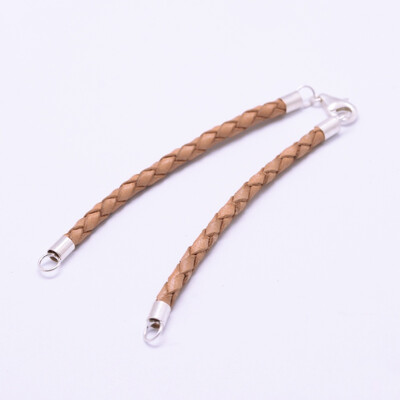 

Braided Leather Bracelet Makings with Silver Clasps DarkGoldenrod 148x3mm