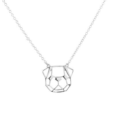

New Unique Pendant Small Pug Face Silhouette Shaped Animal Necklace